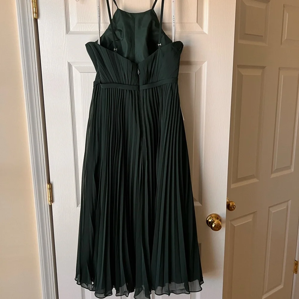 NWT Azazie x Kendall+Kylie Dasha Dress. Size A12. Color Pine (#84). Unaltered. - Picture 12 of 14